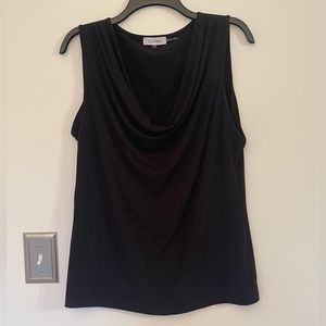 Calvin Klein women’s large black sleeveless lightweight dressy shell blouse